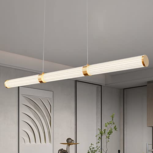 Luminaire suspendu doré à LED au design minimaliste pour salle à manger