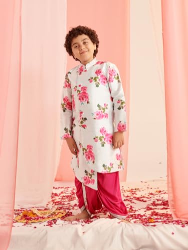 Pspeaches Boys Floral Printed Regular Kurta With Dhoti Pants (15-16Years)