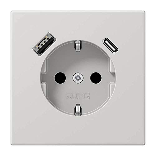 Prise SCHUKO Jung LS1520-15CALG avec chargeur USB gris clair intégrée