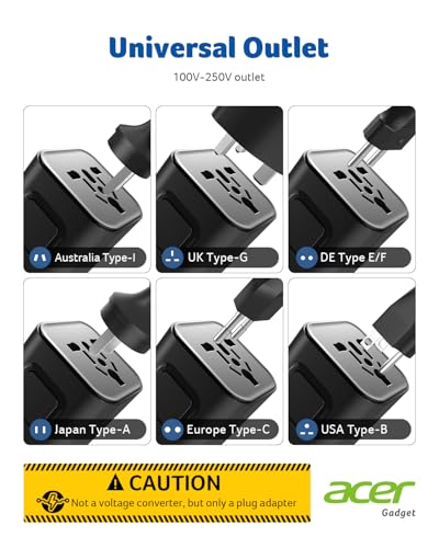 Acer US to Europe Plug Adapter, Universal Travel Adapter, International Power Adapter for - image 5