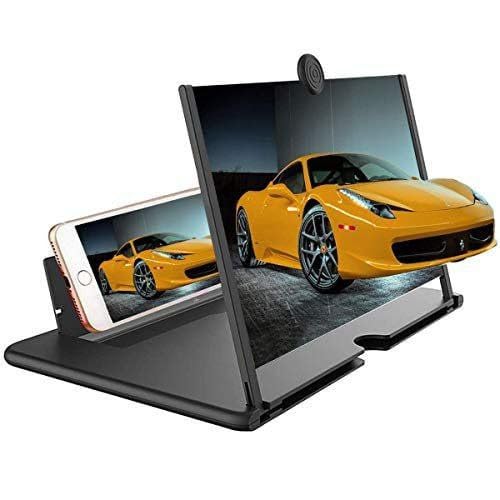 Phone Screen Magnifier, 3D HD Amplifier Stand, Foldable Mobile Holder for Movies and Videos, Black-image-17