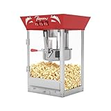 NUEFYR Commercial Popcorn Machine 12Oz with Warming Light, Makes 60 Cups, Theater Style Stainless Steel Popper with Tempered Glass - for Home Theater, Parties & Business, Red