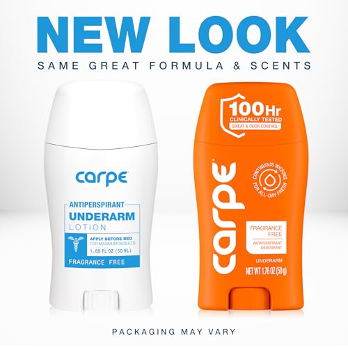 Image of Carpe Underarm Antiperspirant Deodorant for Men and Women - 100 Hour Sweat & Odor Control - Antiperspirant Deodorant for Sensitive Skin - Fragrance Free - 3 Pack