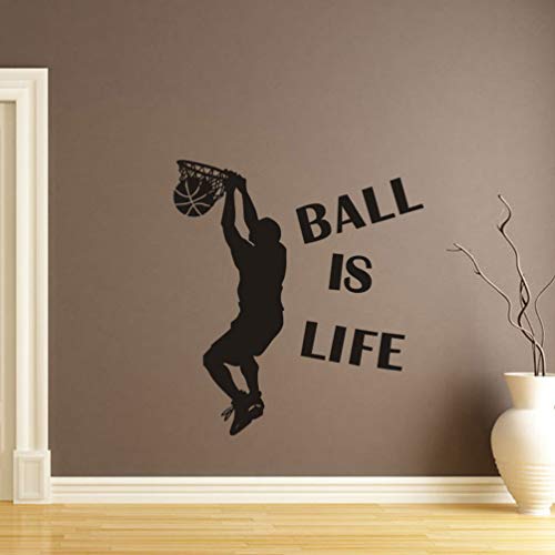 Adesivo de parede de basquete IMIKEYA em PVC Letra Ball is Life Wall Sticker Poster Tema de Basquete