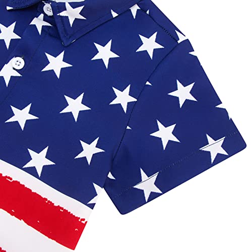 Raisevern Boys American Flag Button Down Shirt Patriotic Star Short Sleeve Luau Tops For Beach Summer (7-8 Years) #TOP4