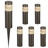 hykolity Low Voltage Landscape Lights, 3W 191LM 12V LED Round Bollard Light, Wired Outdoor Walkway Light Path Lights for Yard Lawn, Aluminum Construction, 30 Watt Equivalent, 15-Year Lifespan, 6 Pack