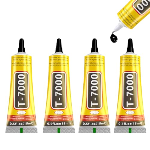 JCGJC T7000 Super Glue, 4 unidades de 15 ml, pegamento fuerte negro, adhesivo impermeable de alto rendimiento para tela, teléfono, neumáticos, electrónica, joyería, manualidades