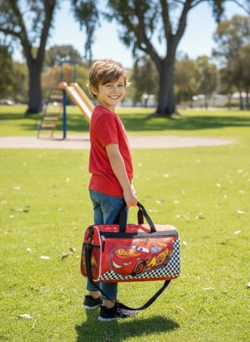 Image of Disney Pixar Cars Kids' Duffle Bag - Lightning McQueen Travel Gym Bag with Adjustable Strap, Mesh Side Pockets & Zipper Pocket