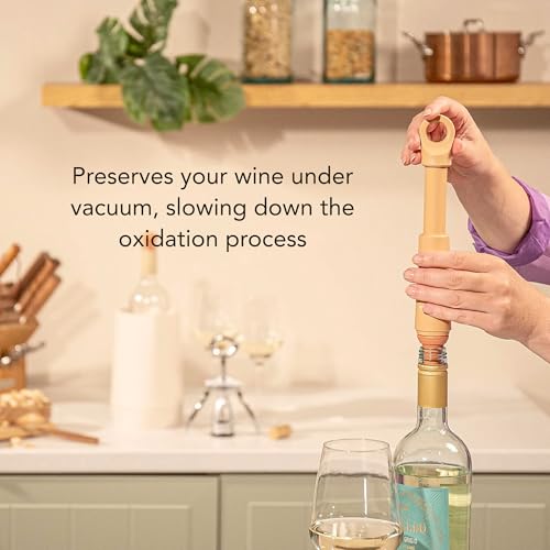 Image of Vacu Vin Wine Saver Blister Vacuum Pump & Stopper | Reusable Wine Preservation System with Click‑Sound Pump & Universal Rubber Stopper (2, White)