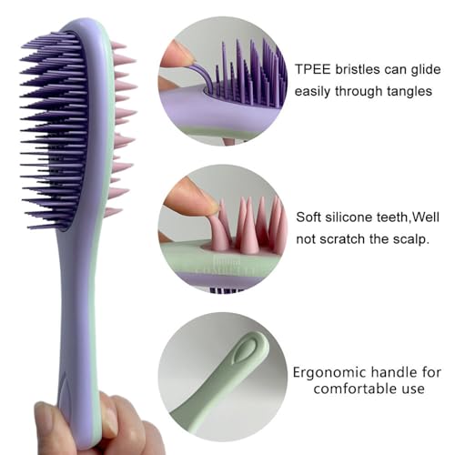 Image of COMBELLE Long Handle Silicone Shampoo Brush - Soft Bristle Scalp Massager & Hair Comb for Men, Women & Kids | Anti-Dandruff & Hair Growth