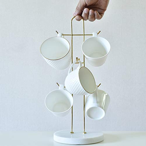 Marble Gold Plating Mug Holder Coffee Cup Holder Rack Drinkware Rack Kitchen Accessories Storage Tea Cup Organizer Drinkware Rack Holds 6 Cups