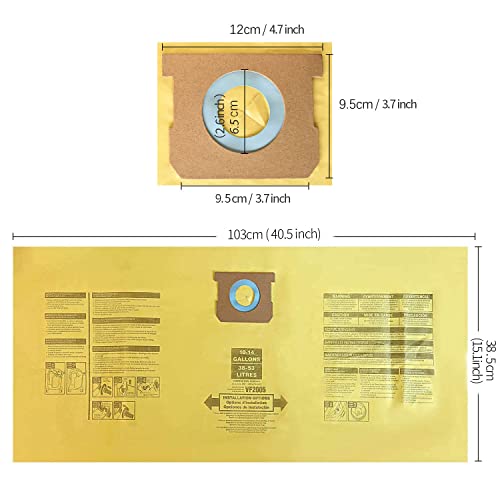 8 Pack 90672 Vacuum Bags Compatible With Shop Vac 10-14 Gallon Type F 90662 9066200 9066233 Type I 90672 9067200 9067233 Vf2005 Disposable Fine Dust Collection Bags #TOP1