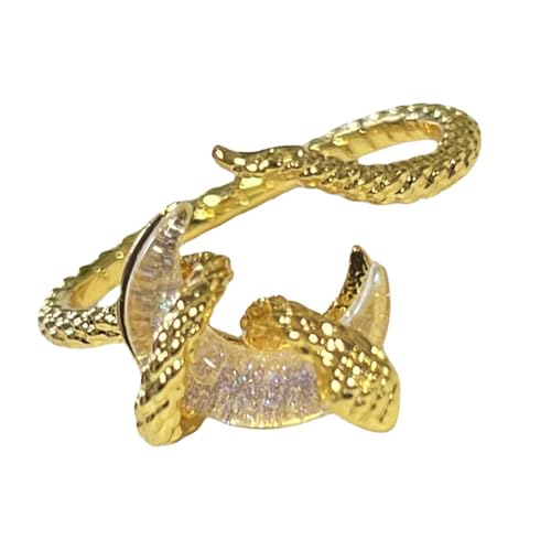 Fahoujs Mode Serpent Inspirer Anneaux Ouverts Avec Accent Lune Accessoire Portable Pour Vêtements Décontractés Polyvalents Tenues Élégantes Bagues de Lune Serpent