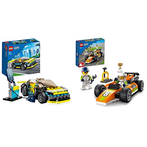 LEGO 60383 City Electric Sports Car Toy for 5 Plus Years Old Boys and Girls, Race Car for Kids Set with Racing Driver Minifigure, Building Toys & 60322 City Great Vehicles Race Car F1 Style Toy