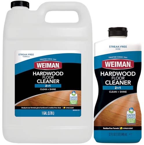 Weiman Hardwood Floor Cleaner Gallon and Refillable Squeeze Bottle - Finished Wood Surfaces