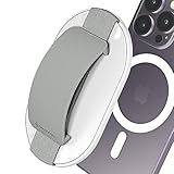 【超強磁力スマホ指マグネットグリップ】Sinjimoru、Magsafe対応 9mm 薄型 シリコンフィンガーグリップ 簡単脱着 落下防止 ワイヤレス充電可能 スマートフォンバンドスタンド 2in1機能 iPhone 16 Plus Pro Pro Max 15 14 13 12 シリーズマグセーフ用磁気スマホシリコングリップ。M-SGrip ライトグレー