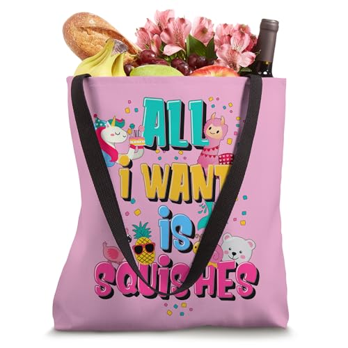 Bolso tote para niñas con diseño de juguetes squishy: 'All I Want is Squishies' miniatura 4