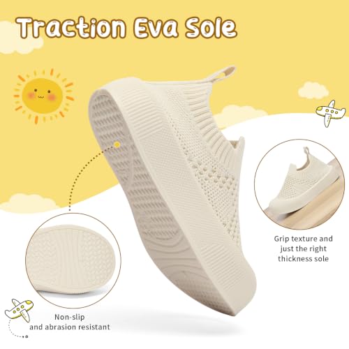 Image of BACSAC Baby Toddler Unisex Infant Shoes Boys Girls Beige Mesh Breathable Non-Slip Soles 6-36 Months
