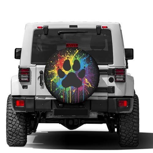 Image of Colorful Paw Spare Tire Cover Dust-Proof Wheel Tire Cover Fit Trailer, RV, SUV and Many Vehicle 14 Inch