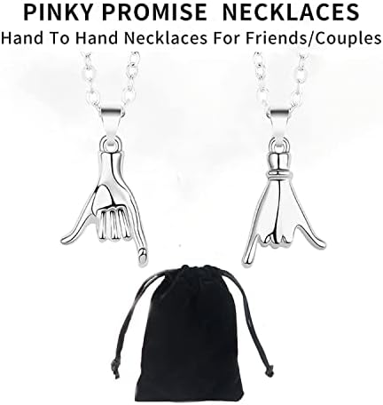 Pinky Promise Matching Necklaces for Couples, 2 Pcs Relationship Necklaces for Best Friend Boyfriend Soulmate Gifts Pull Hook Pendant Necklaces Him and Her Gifts