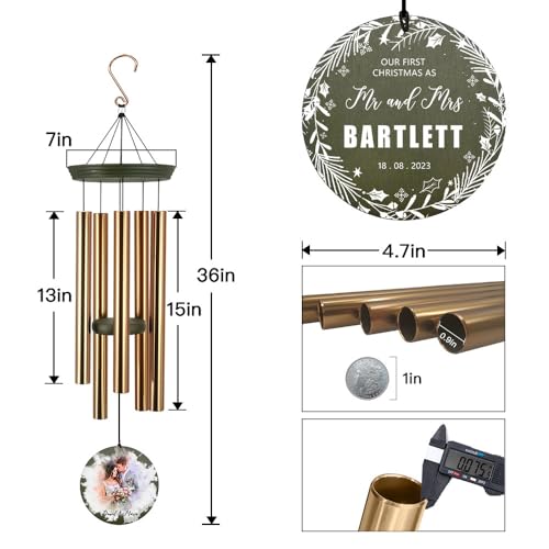 Image of ASTARIN Personalized 20th 50th Anniversar Wind Chime, Happy Anniversary Wedding Valentine's Day Gift for Wife Women Sister, Gold Anniversary Keepsake Decoration for Parents Couples