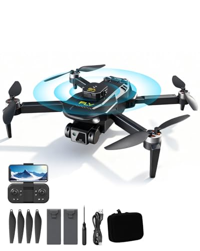 Drone with Camera for Beginners, Foldable WiFi RC Quadcopter with 4K HD Camera, Brushless Motor, Long Control Range, Auto Hover, One Key Start, 3D Flips, 2 Batteries, Birthday Christmas Boy Toys Gifts