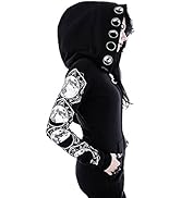 Women Juniors Gothic Punk Rock Long Sleeve Fleece Hoodie Sweatshirt Loose Hooded Pullover Sweater...