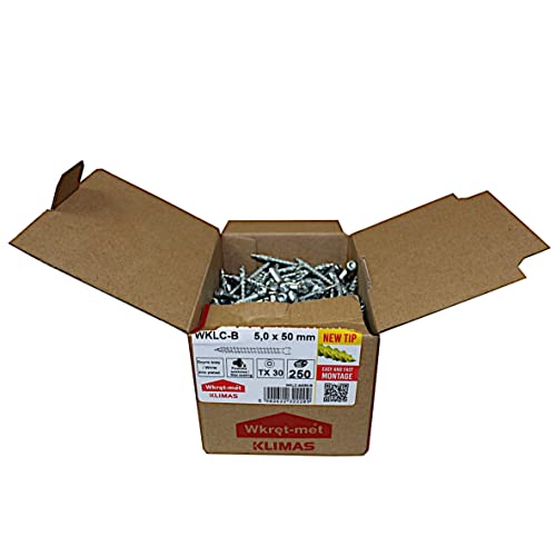 KLIMAS Winkelbeschlagschraube 5 x 50 mm - 250 St. Holzverbinderschrauben mit ETA
