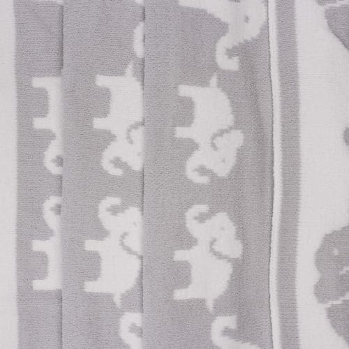 Image of Chenille Baby Blanket - Soft Plush Toddler Blanket, Grey Elephants (30 inch x 40 inch)