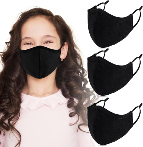 Yarehand 3-Ply Reusable Cloth Face Masks, Black, Pack of 4