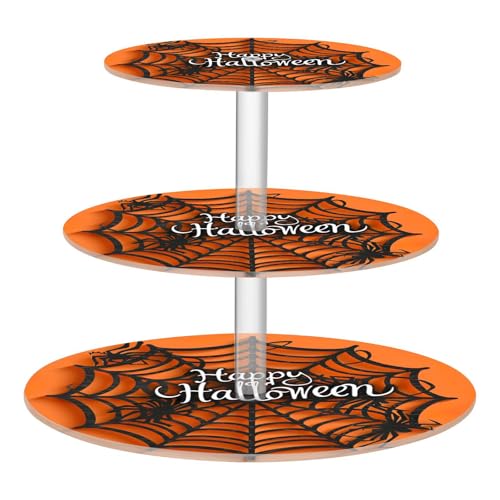 YETTASBIN Halloween Spider Web 3-Tier Acrylic Cupcake Stand for Holding