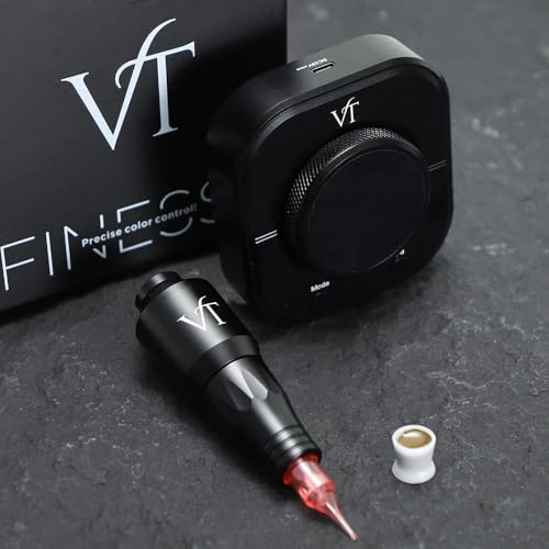 Wireless Tattoo Machine – Professional Permanent Makeup Pen for Brows, Lips & Shading – Adjustable Voltage Digital Power Supply (Black)