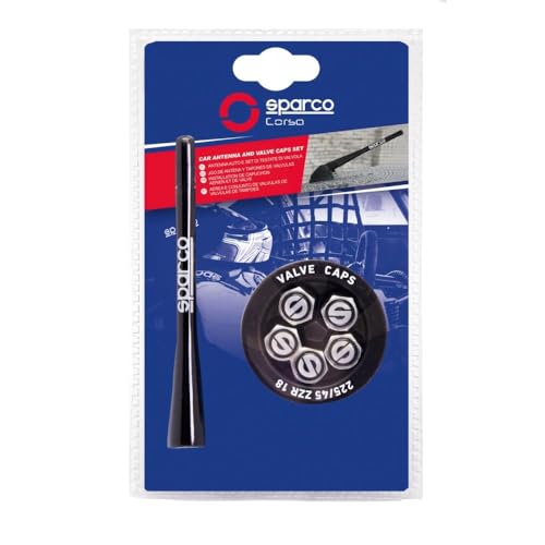 SPARCO Antenne BK + 5 Ventilkappen, 11 x 0.4 x 0.4 cm