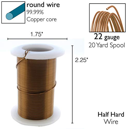 Image of The Beadsmith Wire Elements 22-Gauge Lacquered Tarnish-Resistant Copper Wire for Jewelry Making, 20 Yard, 18.29 Meter Spool (Vintage Bronze Color)