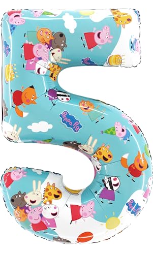 Toyland® Globo de papel de aluminio con números de Peppa Pig, George & Friends de 26 pulgadas, globos de fiesta para niños, número 1 6 disponible