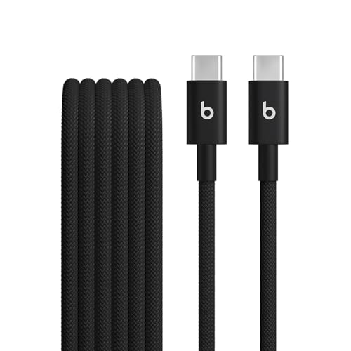 Beats USB-C a USB-C Cable trenzado, carga rápida, diseño duradero que no se enreda, permite cargar dispositivos Apple y Android (1,5 m) - Negro Carbón