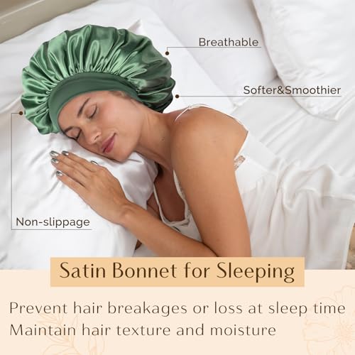 YANIBEST Silk Bonnet for Men Women Hair Bonnet for Sleeping Double Layer Satin Bonnet for Natural Curly Hair Unisex Sleep Cap
