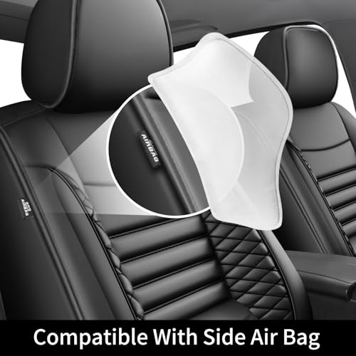 Image of Fit Impreza Car Seat Covers for Subaru Impreza 2004-2024 2025 2026 - Upgraded Premium Waterproof & Breathable Leather, Airbag Compatible, All-Weather Seat Cushion Protector (Full Set, Black)