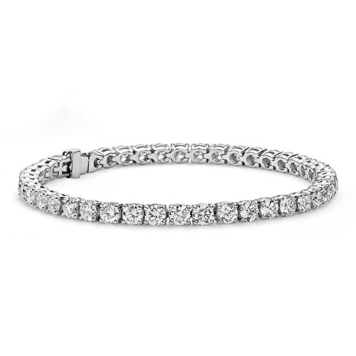 Cate & Chloe Olivia 18k White Gold-Plated Tennis Bracelet with Round Cut Simulated Diamond Crystals, Elegant Jewelry for Women, Gift for Her on Christmas, Birthday, Anniversary
