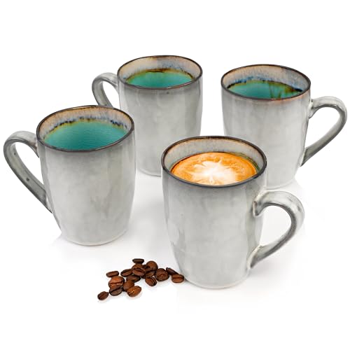 Sänger | Kaffeebecher Set Capri aus Steingut, 4-teiliges Kaffeetassen...