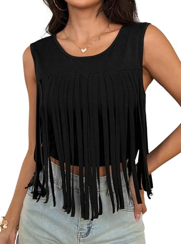 SOFIA'S CHOICE Women Fringe Crop Tank Top Summer Casual...