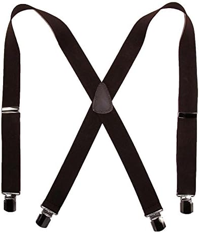 CTM Men's Elastic with Anti Slip Pin Clip 1 1/2 Inch Solid Suspenders - Image 5