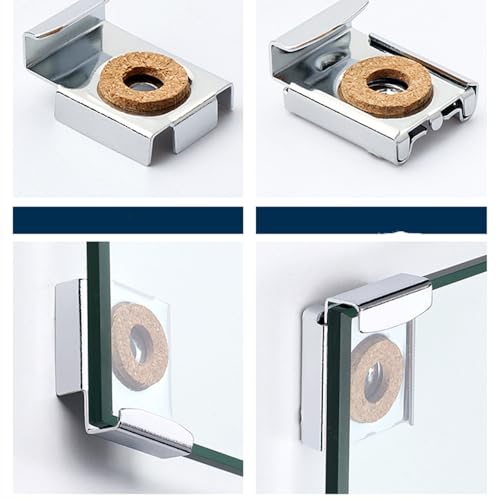 Image of 8 Pcs Frameless Glass Wall Mount Kit, Spring Loaded Mirror Clips, Black