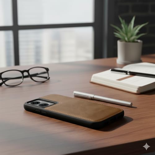 Image of Leather Case for OnePlus Nord 2T Premium Protective Stylish Slim Cover with Shockproof Raised Edges Brown