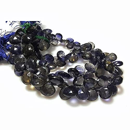 Iolite perles facettées en cœur de 7-10mm pour création bijoux (24 pcs)