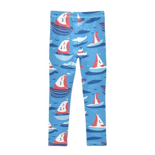 Wusikd Cute Boats Girls' Leggings Toddler Doodles Sails Kids Yoga Pants Dance Active Tights 4T2