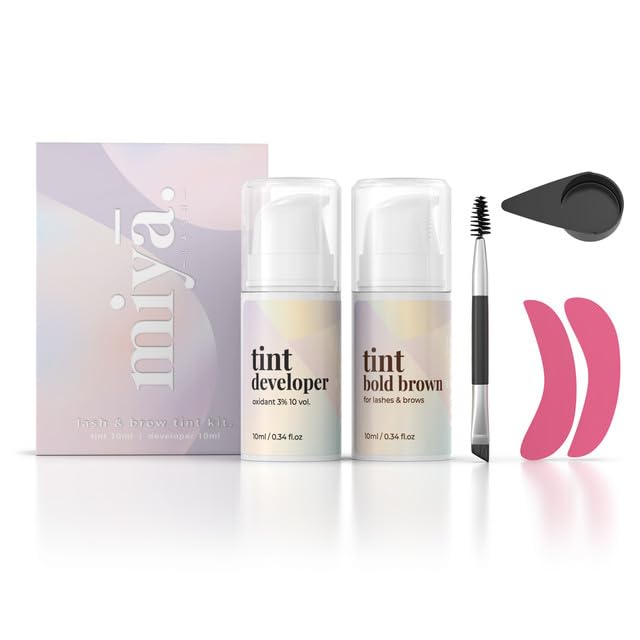 MIYA LASH | 2 in 1 Lash & Brow Colour Set | Dark Brown Dye | Long Lasting Eyelash and Eyebrow Colour for 6 Weeks | Dunkelbraunes Farbset für Augenbrauen und Wimpern