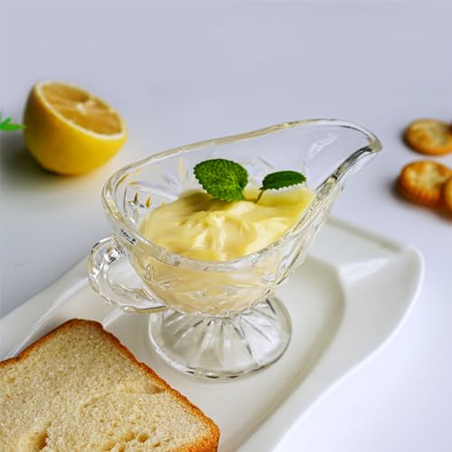 Crystal Gravy Boat with Handle Clear Gravy Dish for Salad Dressings Cream Sauce
