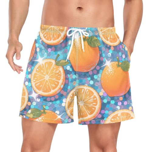 Traje de baño de secado rápido para hombre con estampado vibrante de lentejuelas simuladas
