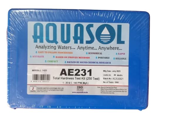 AQUASOL AE231 Total Hardness Test Kit 250 Tests (1-20 & 5-100 PPM (MG/L)-image-43
